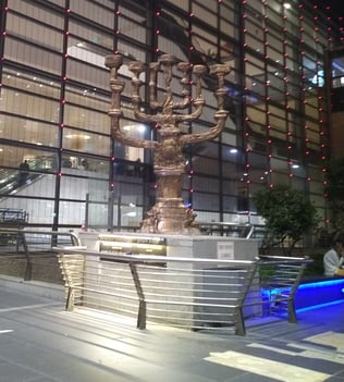 Menorah fountain art installation in Israel